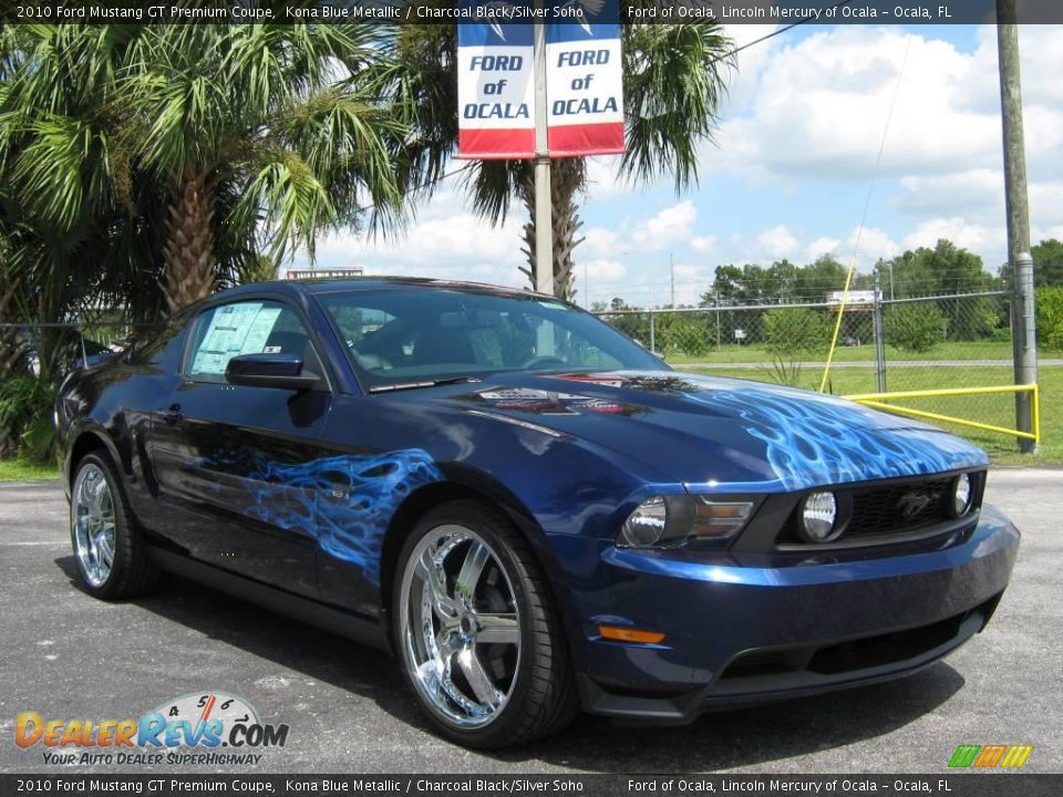 2010 Ford Mustang GT Premium Coupe Kona Blue Metallic / Charcoal Black/Silver Soho Photo #9