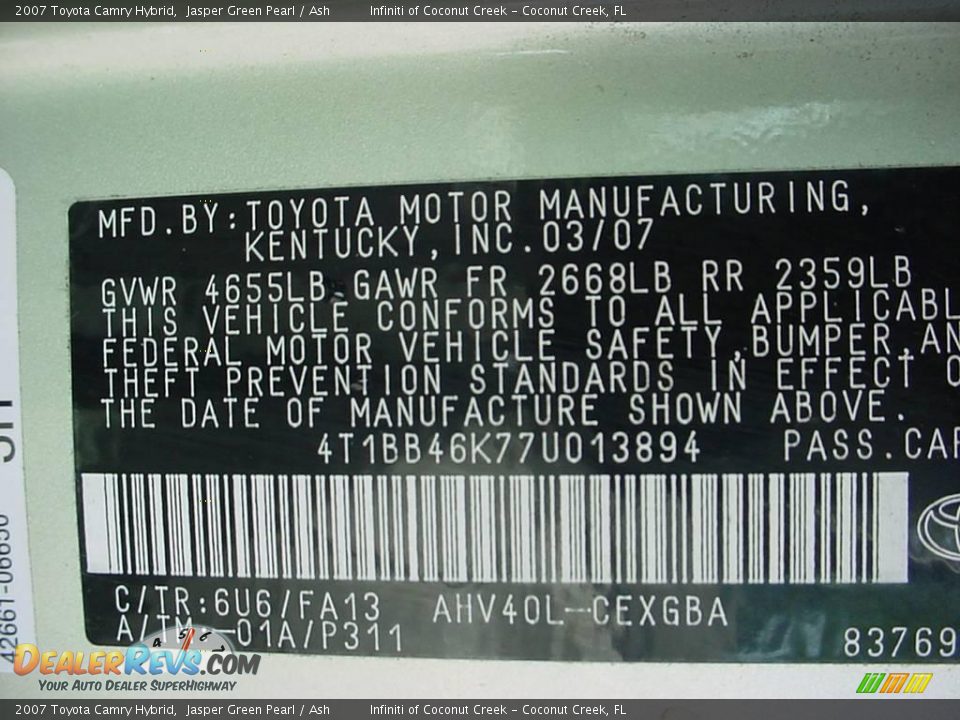 2007 Toyota Camry Hybrid Jasper Green Pearl / Ash Photo #21