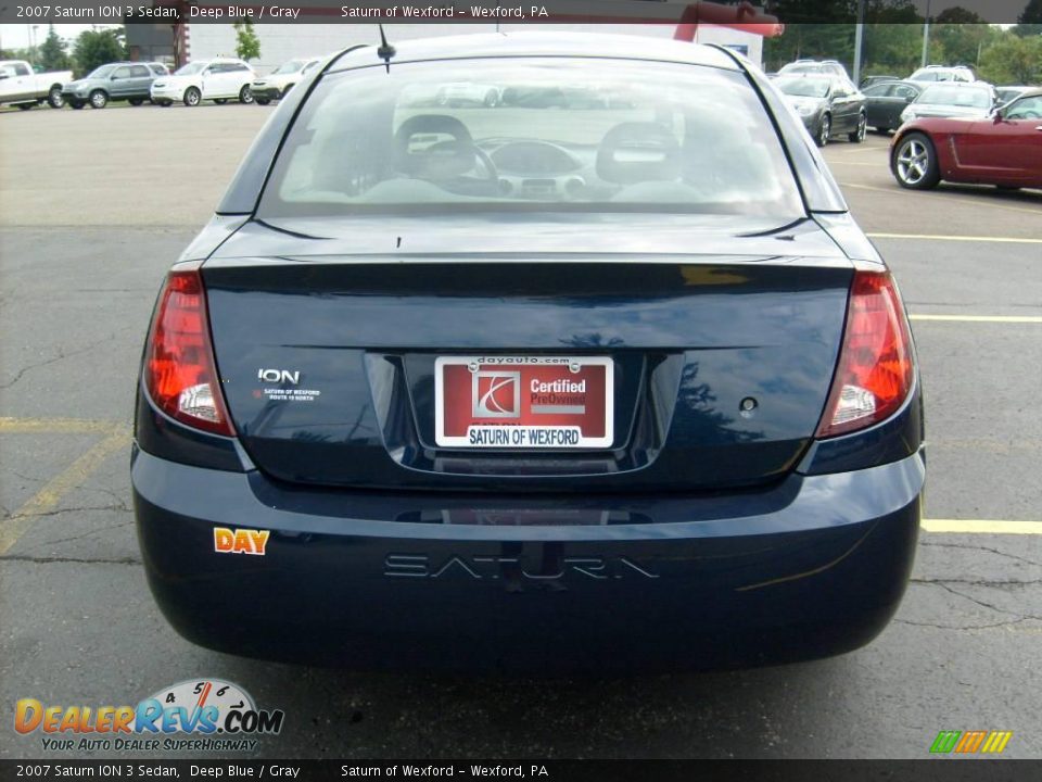 2007 Saturn ION 3 Sedan Deep Blue / Gray Photo #3