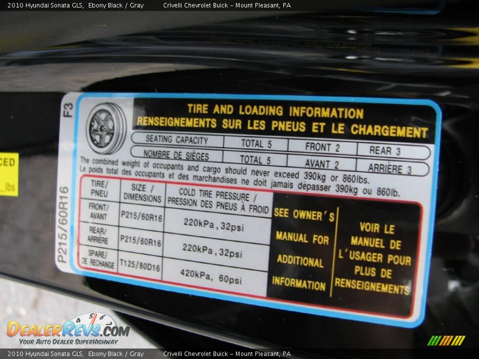 2010 Hyundai Sonata GLS Ebony Black / Gray Photo #28