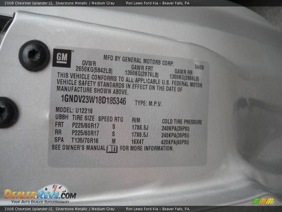 2008 Chevrolet Uplander LS Silverstone Metallic / Medium Gray Photo #9