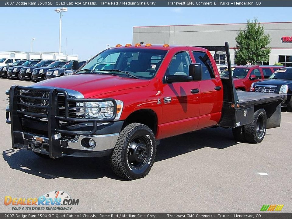 2007 Dodge Ram 3500 SLT Quad Cab 4x4 Chassis Flame Red / Medium Slate Gray Photo #3