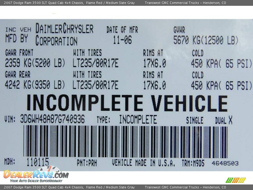 2007 Dodge Ram 3500 SLT Quad Cab 4x4 Chassis Flame Red / Medium Slate Gray Photo #34