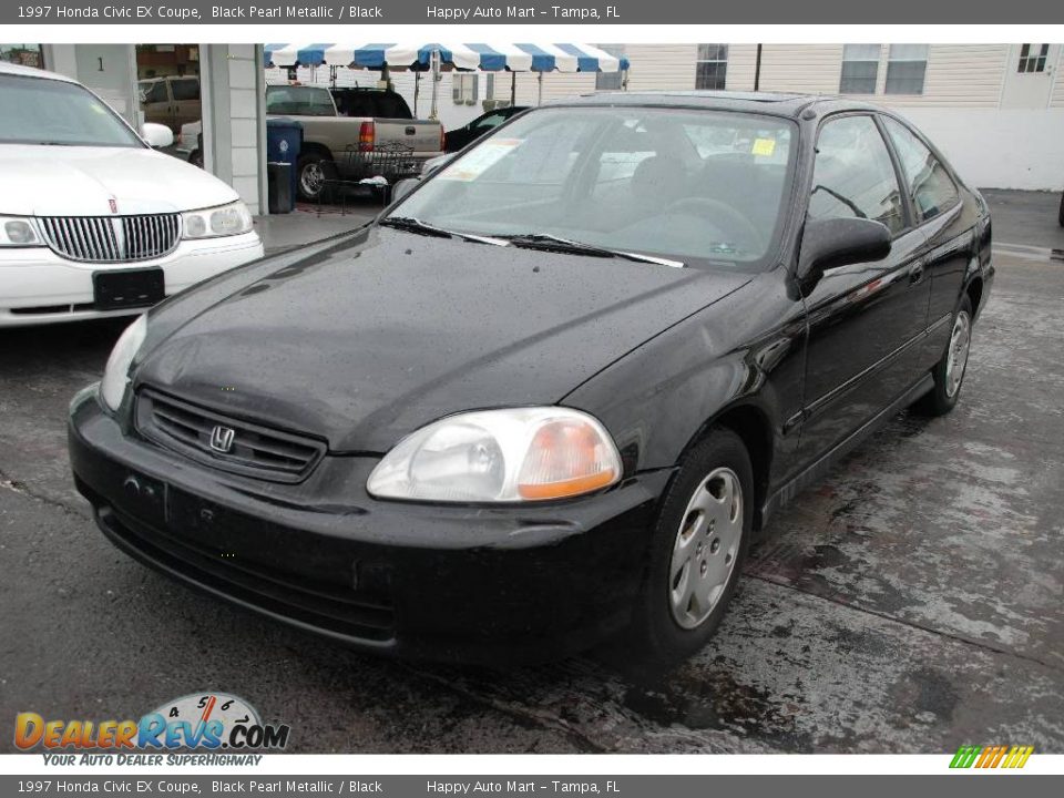 1997 Honda Civic EX Coupe Black Pearl Metallic / Black Photo #1