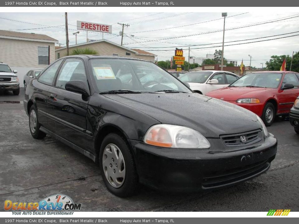 1997 Honda Civic EX Coupe Black Pearl Metallic / Black Photo #3