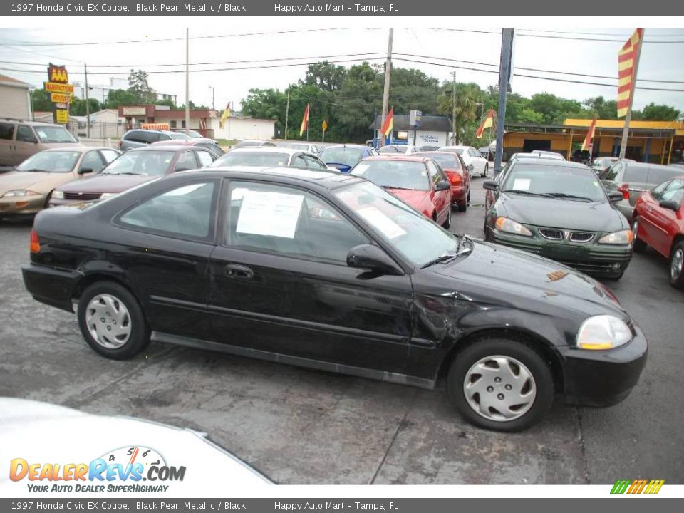 1997 Honda Civic EX Coupe Black Pearl Metallic / Black Photo #4
