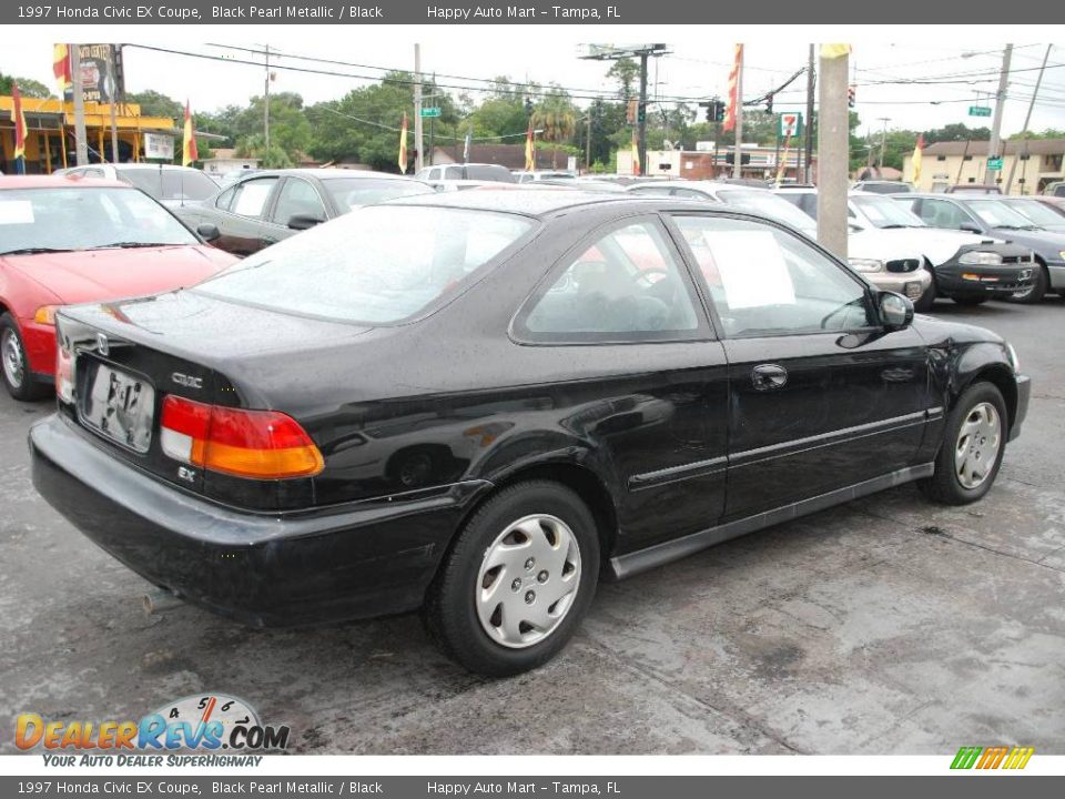 1997 Honda Civic EX Coupe Black Pearl Metallic / Black Photo #5
