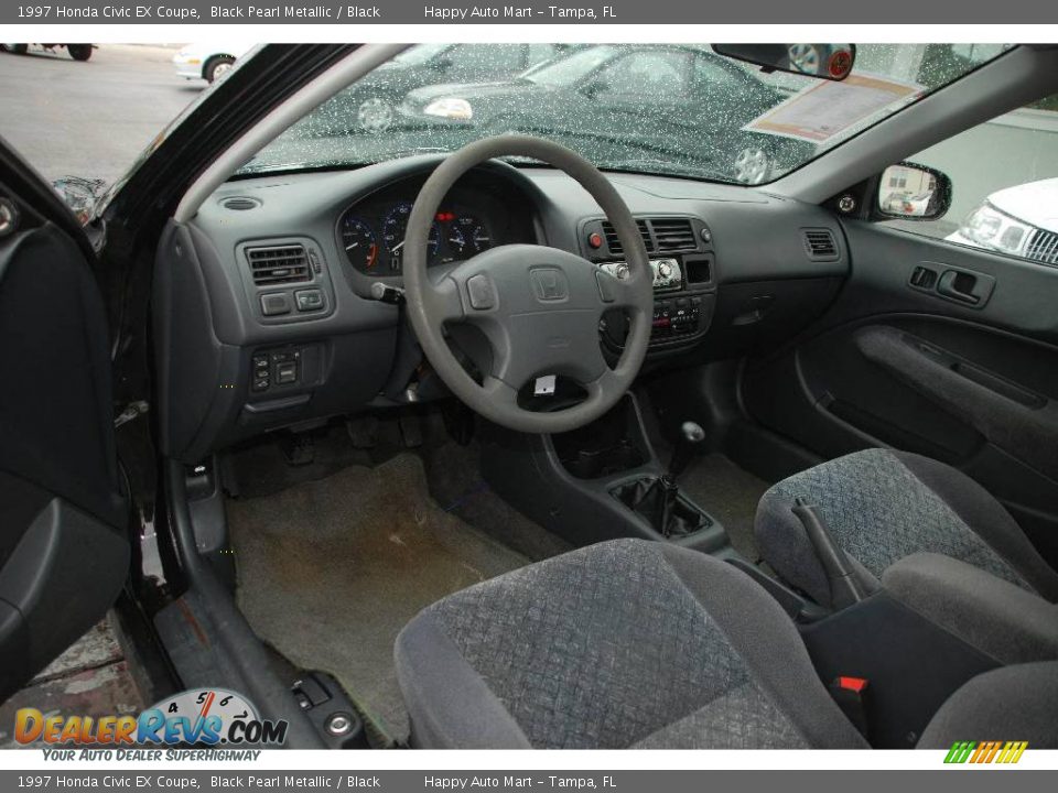 1997 Honda Civic EX Coupe Black Pearl Metallic / Black Photo #8