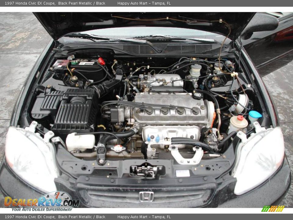1997 Honda Civic EX Coupe Black Pearl Metallic / Black Photo #15