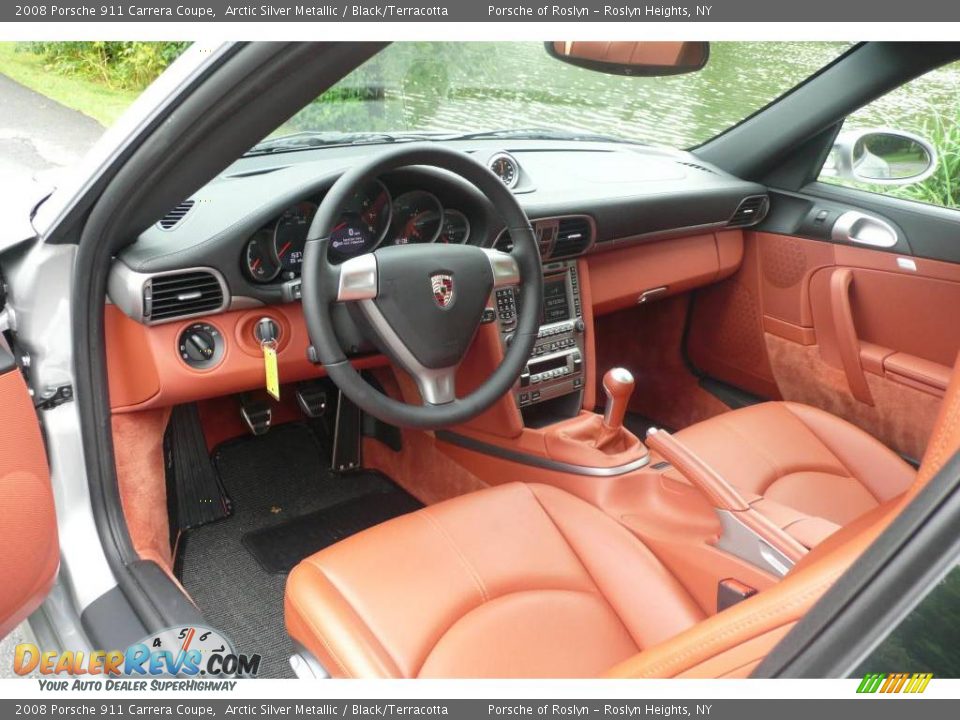 Black/Terracotta Interior - 2008 Porsche 911 Carrera Coupe Photo #9