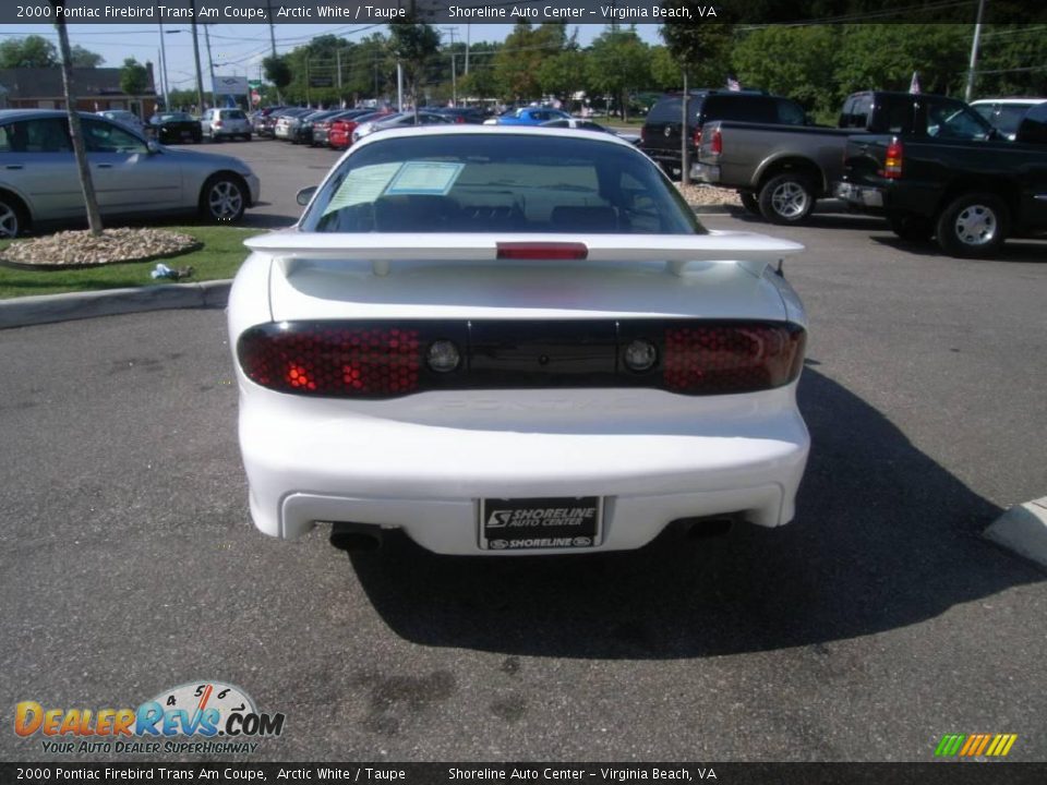 2000 Pontiac Firebird Trans Am Coupe Arctic White / Taupe Photo #5