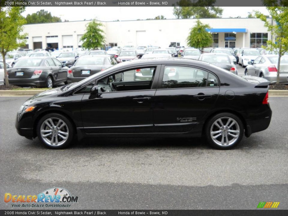 2008 Honda Civic Si Sedan Nighthawk Black Pearl / Black Photo #6