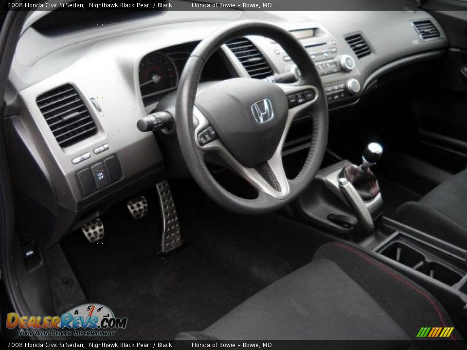 2008 Honda Civic Si Sedan Nighthawk Black Pearl / Black Photo #11