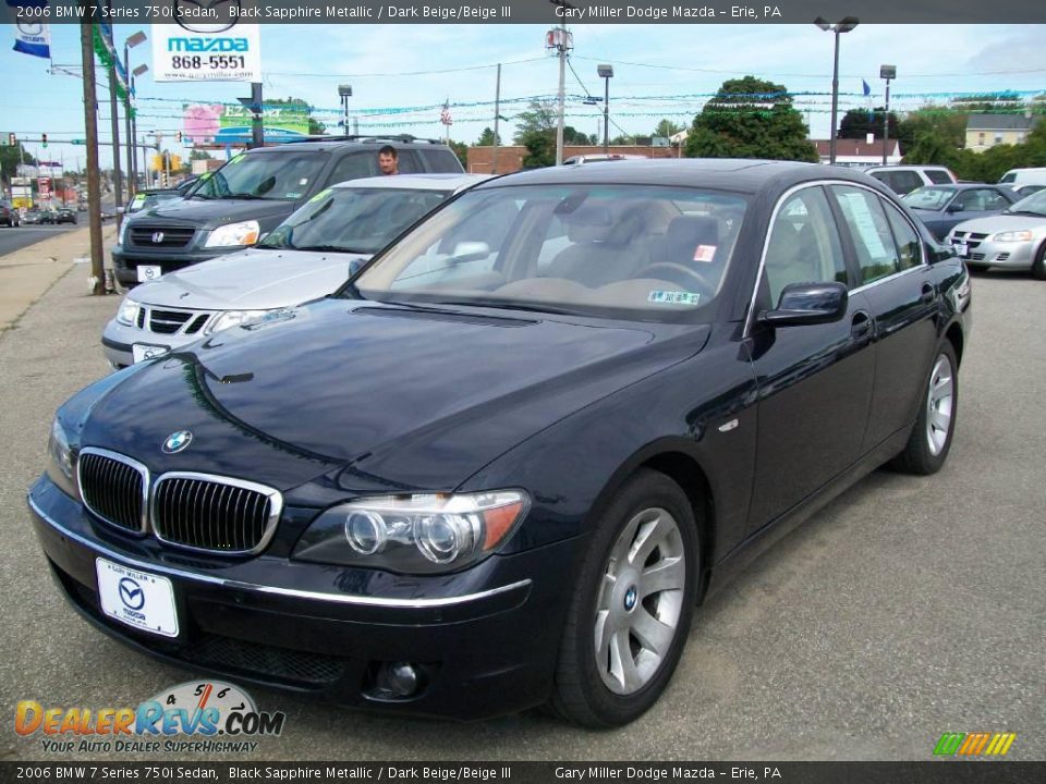 2006 BMW 7 Series 750i Sedan Black Sapphire Metallic / Dark Beige/Beige III Photo #1