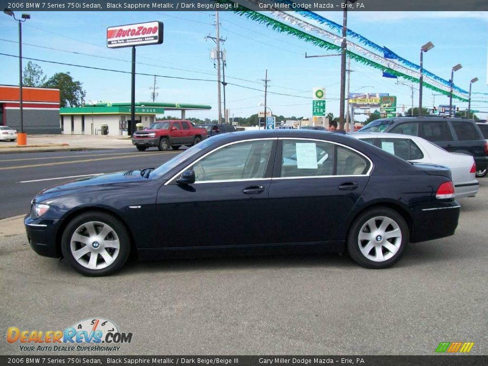 2006 BMW 7 Series 750i Sedan Black Sapphire Metallic / Dark Beige/Beige III Photo #2
