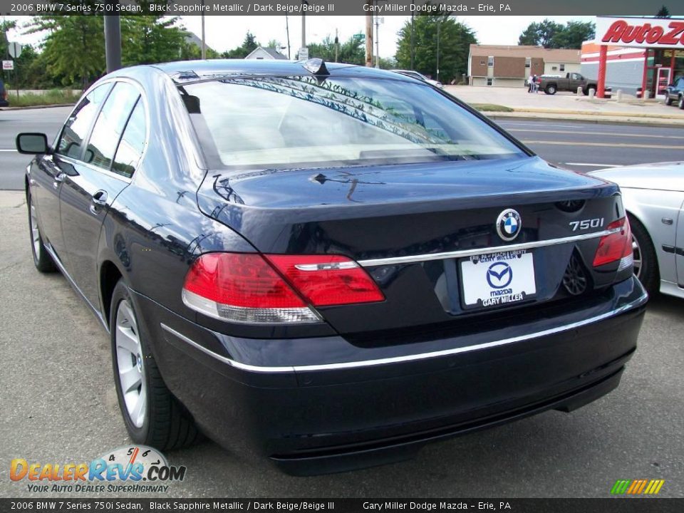 2006 BMW 7 Series 750i Sedan Black Sapphire Metallic / Dark Beige/Beige III Photo #3