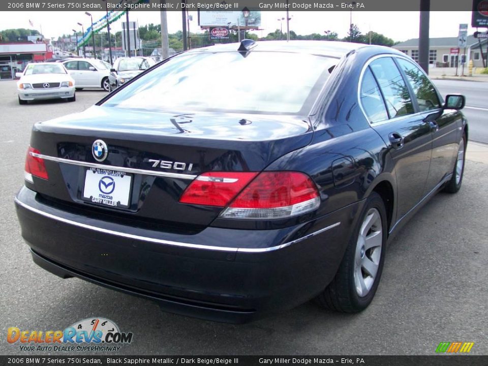 2006 BMW 7 Series 750i Sedan Black Sapphire Metallic / Dark Beige/Beige III Photo #6