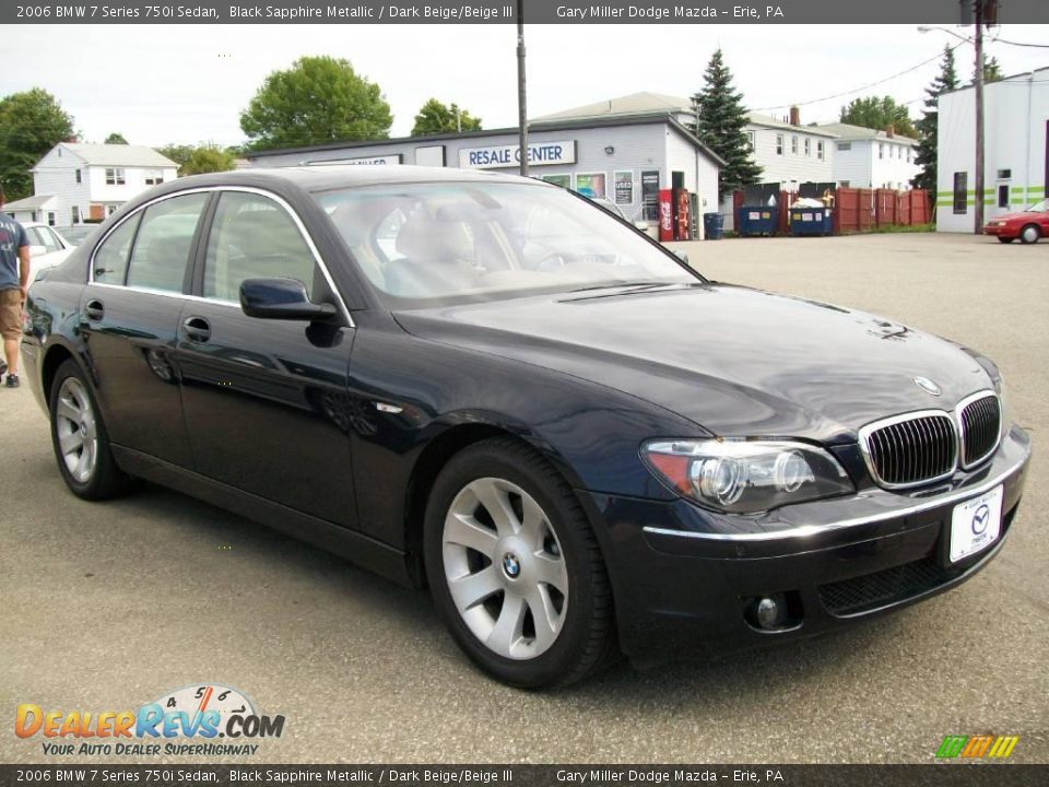 2006 BMW 7 Series 750i Sedan Black Sapphire Metallic / Dark Beige/Beige III Photo #7
