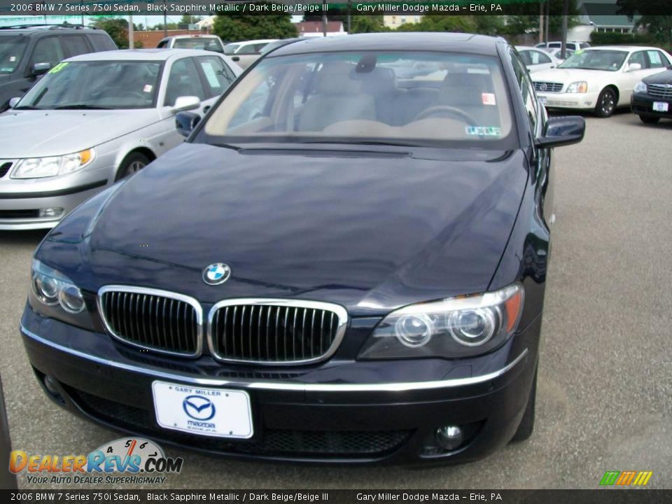 2006 BMW 7 Series 750i Sedan Black Sapphire Metallic / Dark Beige/Beige III Photo #8