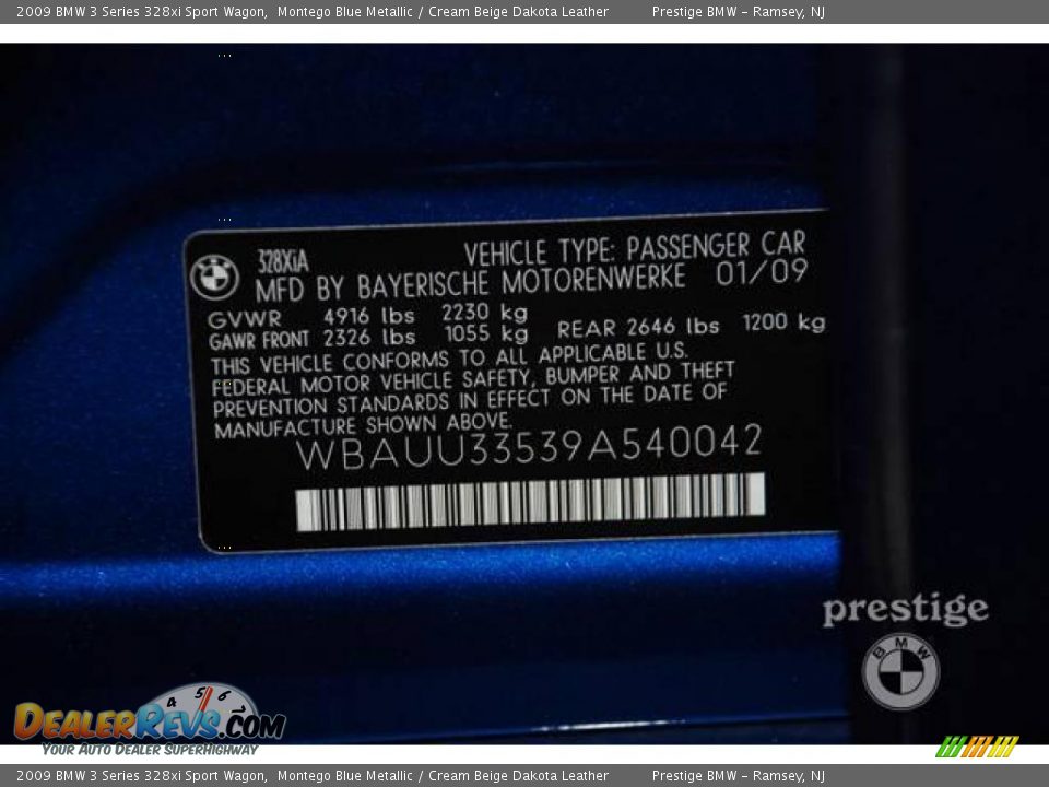 2009 BMW 3 Series 328xi Sport Wagon Montego Blue Metallic / Cream Beige Dakota Leather Photo #10