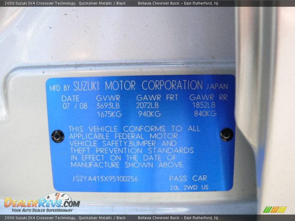 2009 Suzuki SX4 Crossover Technology Quicksilver Metallic / Black Photo #15