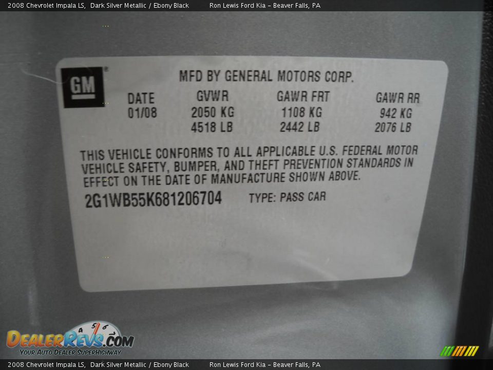 2008 Chevrolet Impala LS Dark Silver Metallic / Ebony Black Photo #9