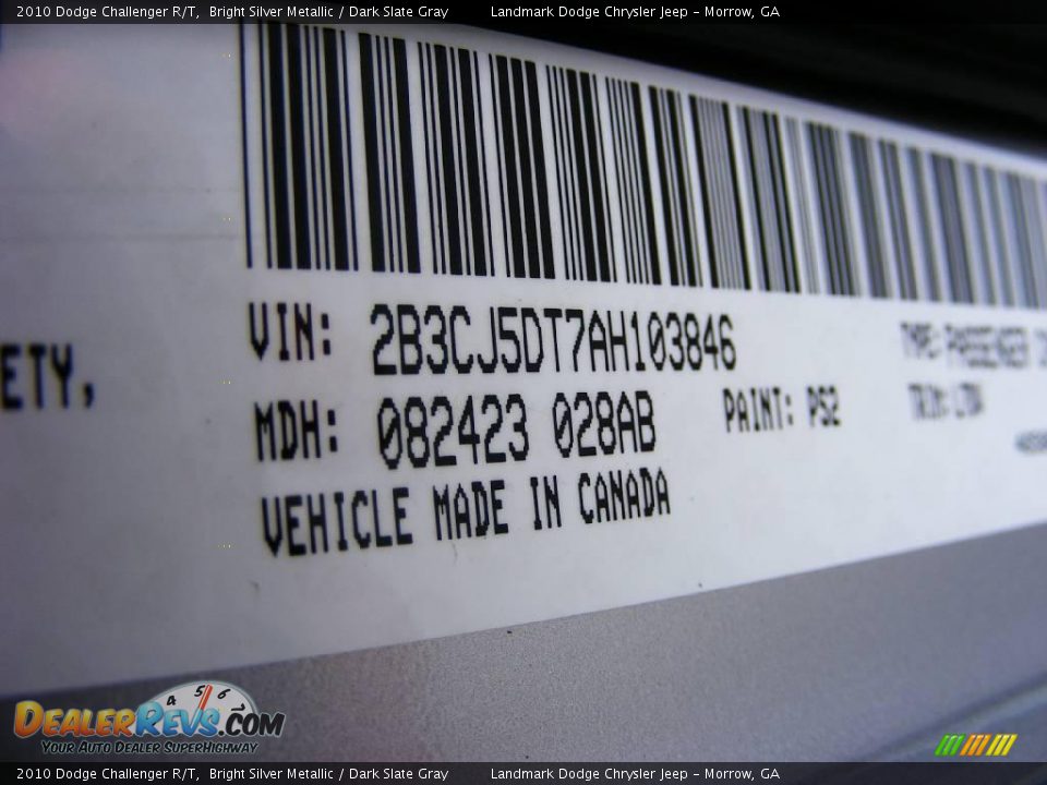 2010 Dodge Challenger R/T Bright Silver Metallic / Dark Slate Gray Photo #14