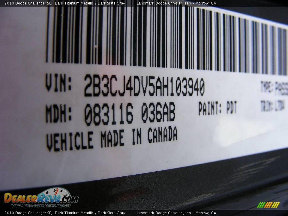 2010 Dodge Challenger SE Dark Titanium Metallic / Dark Slate Gray Photo #12