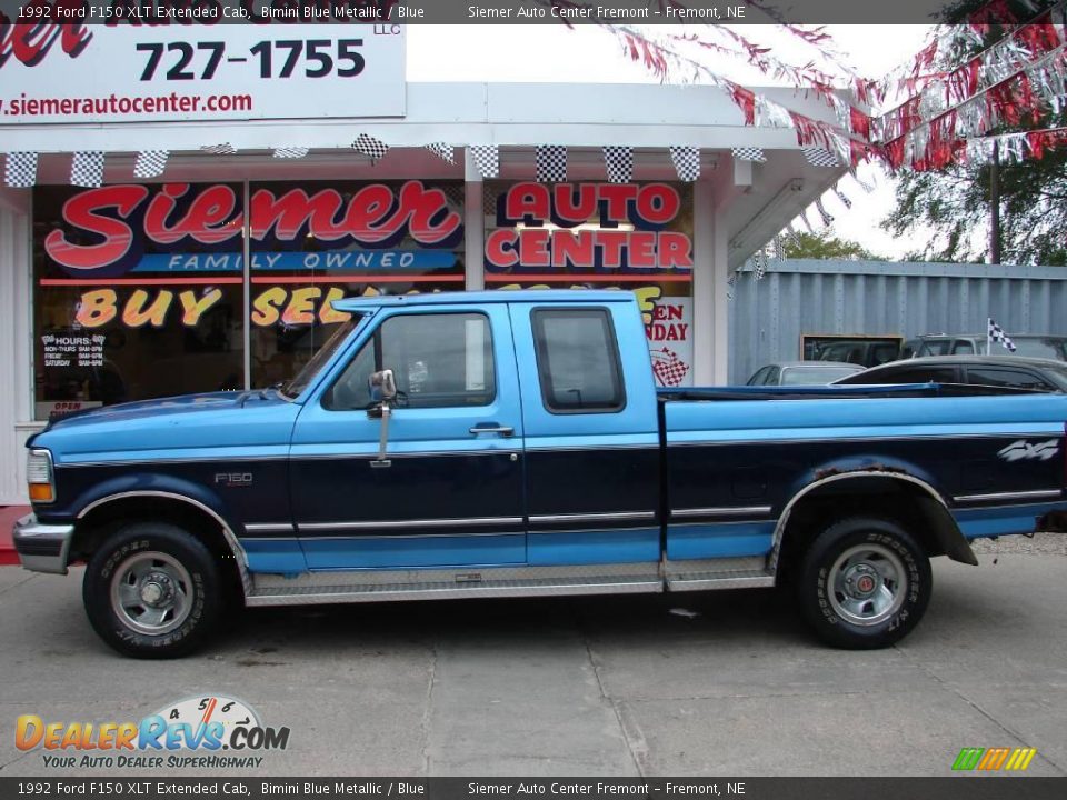 1992 Ford F150 XLT Extended Cab Bimini Blue Metallic / Blue Photo #1