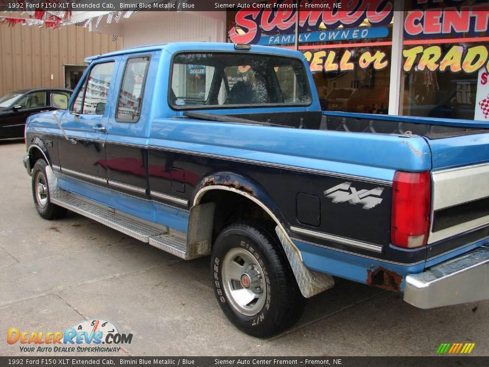 1992 Ford F150 XLT Extended Cab Bimini Blue Metallic / Blue Photo #3