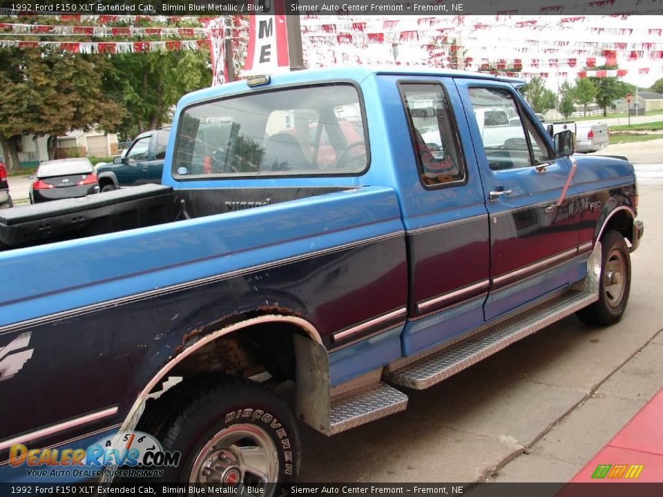 1992 Ford F150 XLT Extended Cab Bimini Blue Metallic / Blue Photo #7