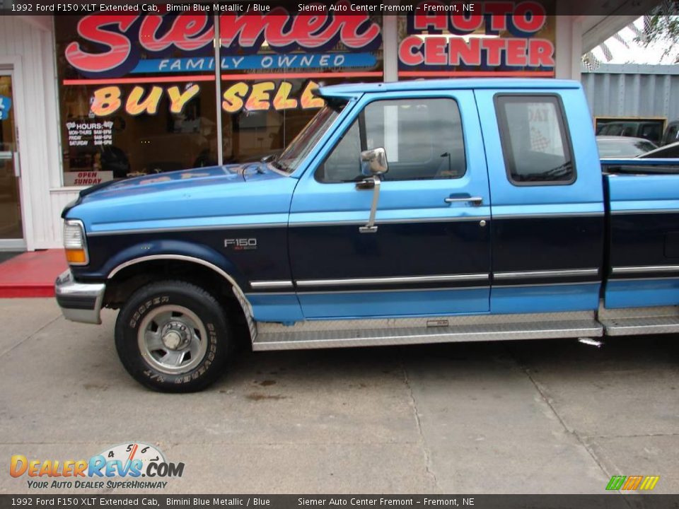 1992 Ford F150 XLT Extended Cab Bimini Blue Metallic / Blue Photo #22