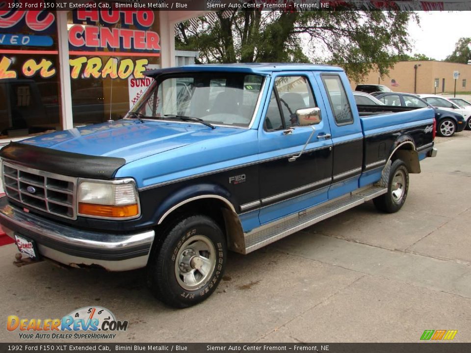 1992 Ford F150 XLT Extended Cab Bimini Blue Metallic / Blue Photo #26