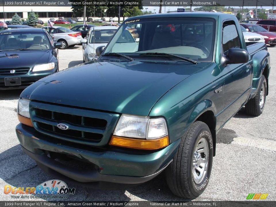 1999 Ford Ranger XLT Regular Cab Amazon Green Metallic / Medium Graphite Photo #2