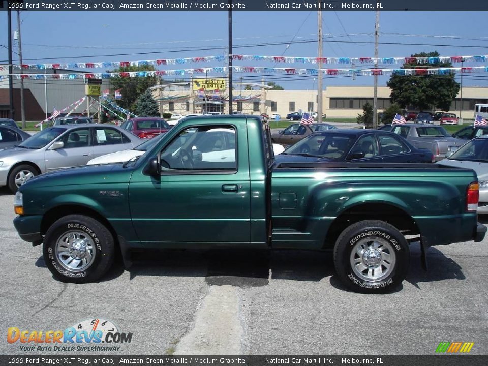 1999 Ford Ranger XLT Regular Cab Amazon Green Metallic / Medium Graphite Photo #9