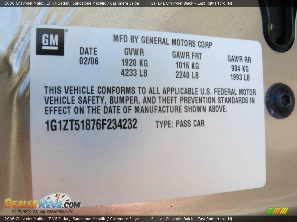 2006 Chevrolet Malibu LT V6 Sedan Sandstone Metallic / Cashmere Beige Photo #15