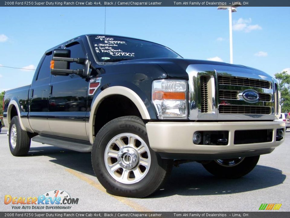 2008 Ford F250 Super Duty King Ranch Crew Cab 4x4 Black / Camel/Chaparral Leather Photo #1