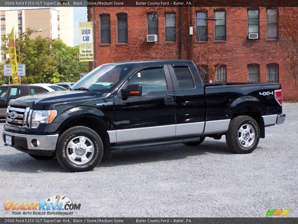 2009 Ford F150 XLT SuperCab 4x4 Black / Stone/Medium Stone Photo #1