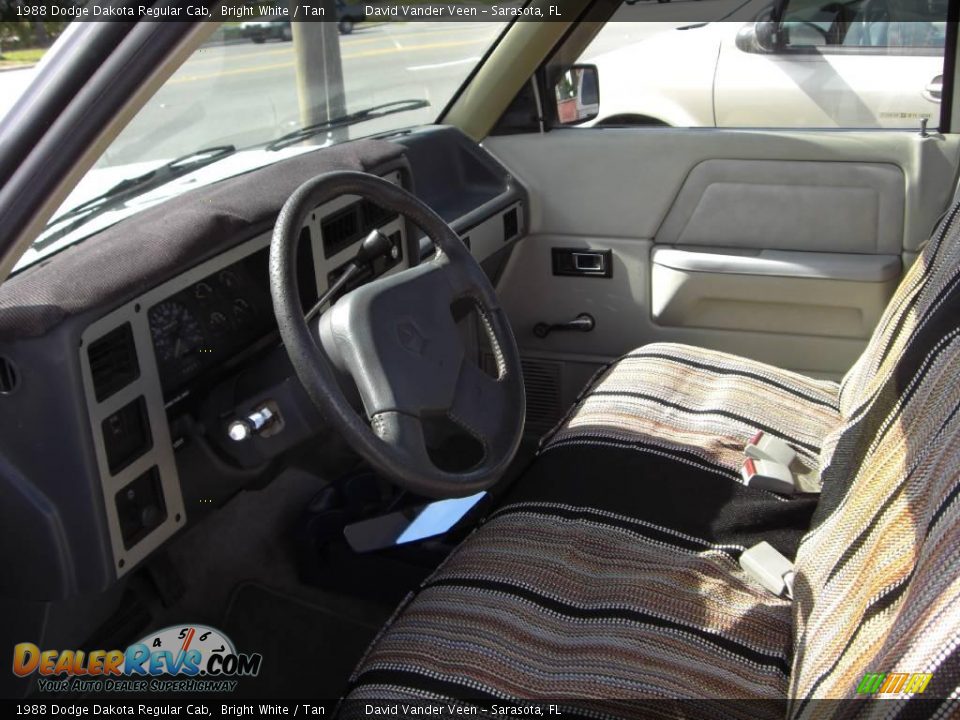 1988 Dodge Dakota Regular Cab Bright White / Tan Photo #7