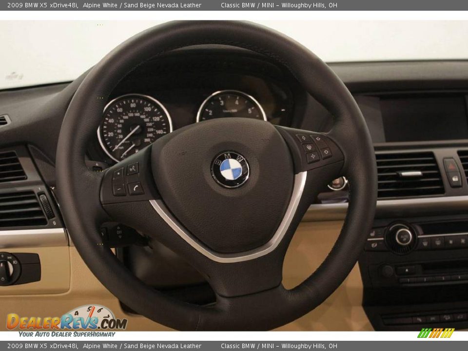 2009 BMW X5 xDrive48i Alpine White / Sand Beige Nevada Leather Photo #13