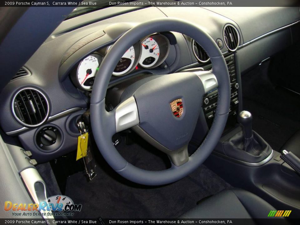 2009 Porsche Cayman S Carrara White / Sea Blue Photo #7