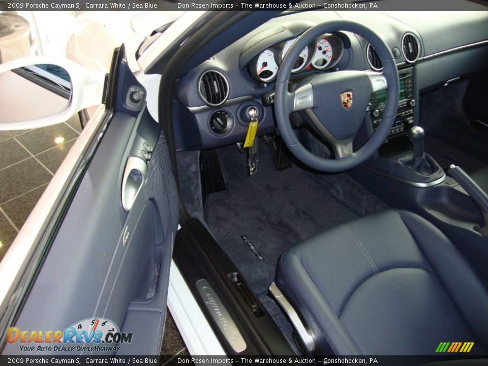 2009 Porsche Cayman S Carrara White / Sea Blue Photo #8