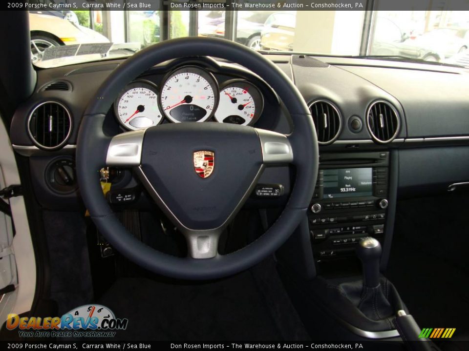 2009 Porsche Cayman S Carrara White / Sea Blue Photo #22