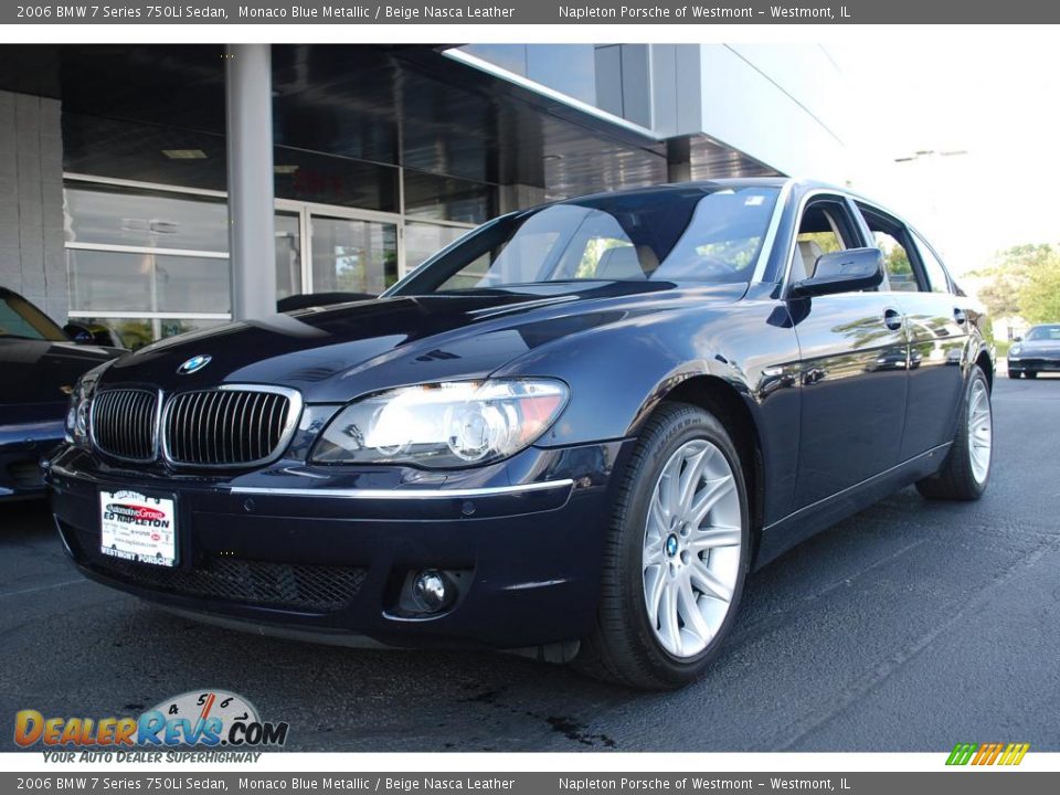 2006 BMW 7 Series 750Li Sedan Monaco Blue Metallic / Beige Nasca Leather Photo #1