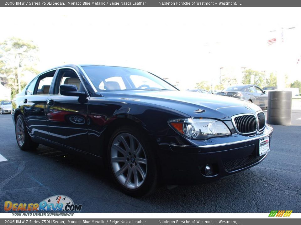2006 BMW 7 Series 750Li Sedan Monaco Blue Metallic / Beige Nasca Leather Photo #3