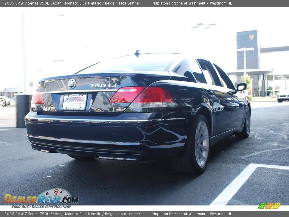 2006 BMW 7 Series 750Li Sedan Monaco Blue Metallic / Beige Nasca Leather Photo #4