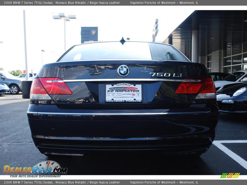 2006 BMW 7 Series 750Li Sedan Monaco Blue Metallic / Beige Nasca Leather Photo #5
