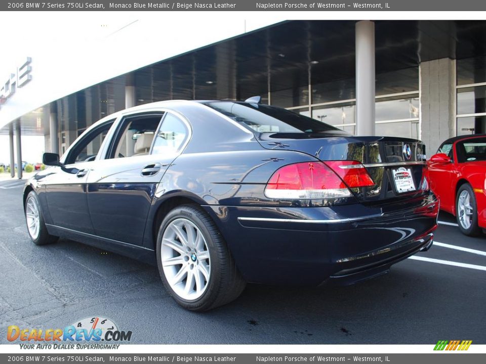 2006 BMW 7 Series 750Li Sedan Monaco Blue Metallic / Beige Nasca Leather Photo #6