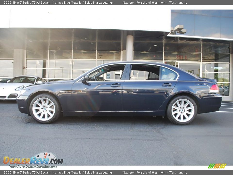 2006 BMW 7 Series 750Li Sedan Monaco Blue Metallic / Beige Nasca Leather Photo #7