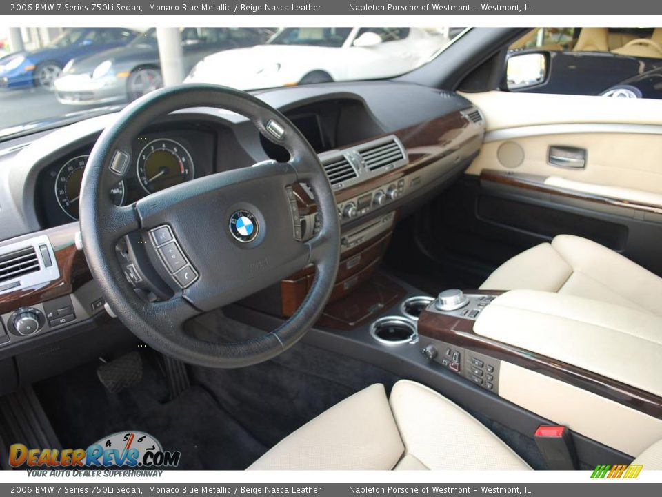 2006 BMW 7 Series 750Li Sedan Monaco Blue Metallic / Beige Nasca Leather Photo #8